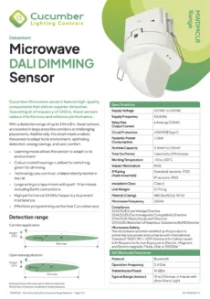 Microwave DALI Dimming Sensor Range Datasheet