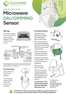 Microwave DALI Dimming Sensor Range Quick Installation Guide