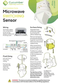 Microwave SWITCHING Sensor Range Quick Installation Guide