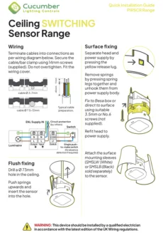 Ceiling Switching Sensor Range Quick Installation Guide