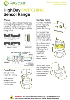High Bay Switching Sensor Range Quick Installation Guide