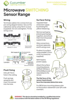 Microwave SWITCHING Sensor Range Quick Installation Guide